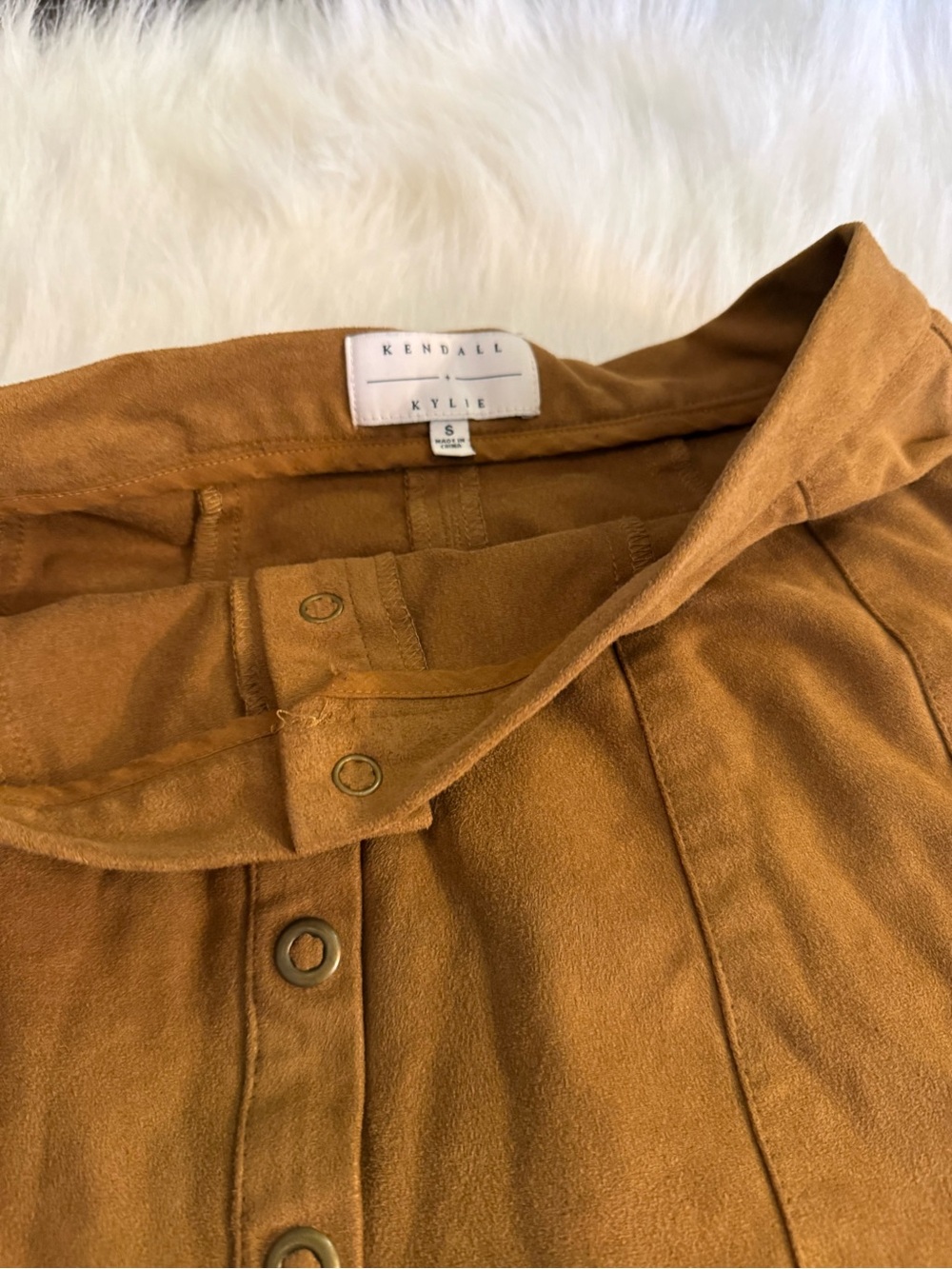 Kendall & Kylie Scallop-Hem Button Front Skirt - Brown - Picture 2 of 3
